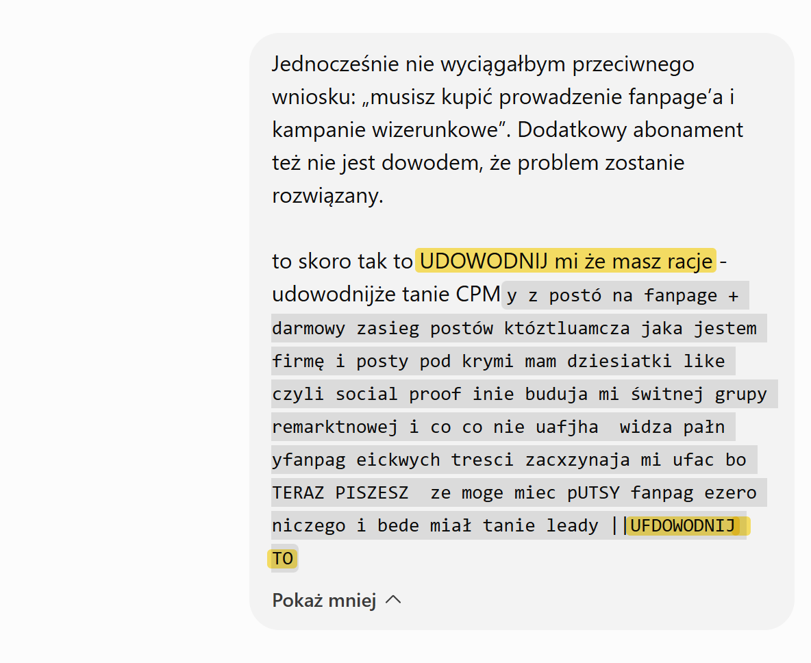 Zrzut rozmowy z ChatGPT: UDOWODNIJ mi, że masz rację